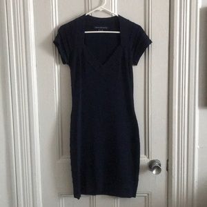 Navy V-neck bodycon mini dress